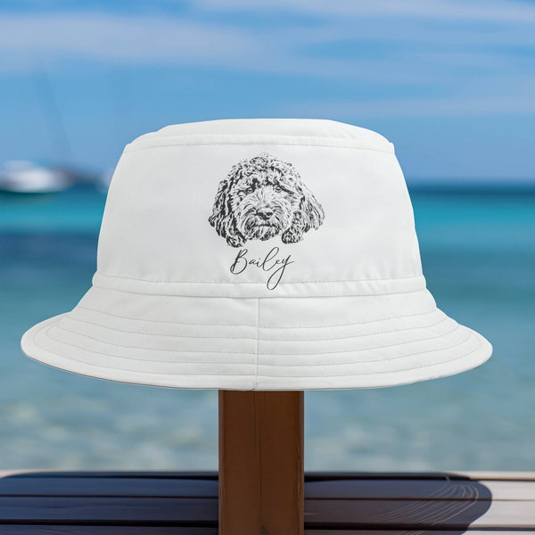 Custom pet Beach Bucket Hat, Personalized Pet Photo Bucket Hat, Custom Face Unisex Bucket Hat, Custom Wide Brim Outdoor Summer Cap, holiday