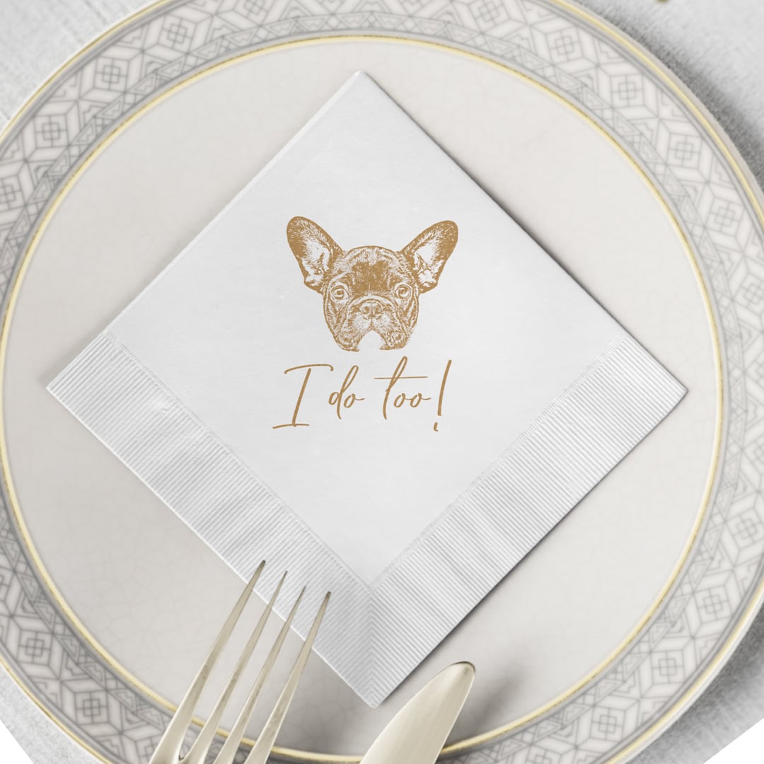 Custom Dog Wedding Napkins, Personalized Pet Cocktail Napkins 1 2 3
