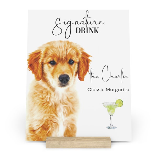 Custom Pet Signature Drink Sign with stand, Dog Signature Drinks, Pet Bar Sign, Bar Menu Sign, Cocktail Bar Sign, Pet rehearsal dinner sign