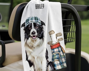Custom Pet Golf Towel, Personalized Photo Golf Towel, Dog Face on Golf Towel, Gift for Golfer, Funny Golf Gift for Men, dog dad gift uve