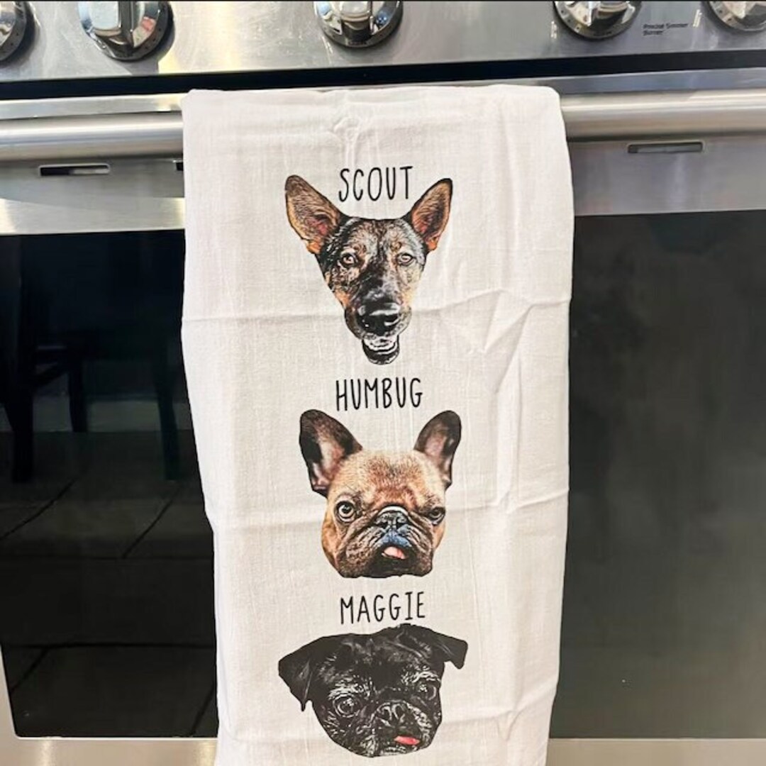 Custom Dog Tea Towel, Personalized Pet Tea Towel, Custom Cat Kitchen
