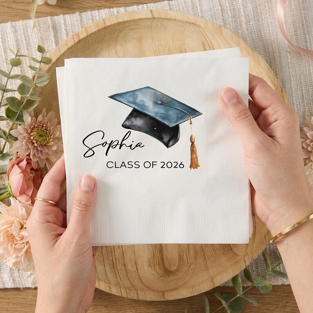 Custom Graduation Napkins, Graduation Party Decor, Class of 2026 ...