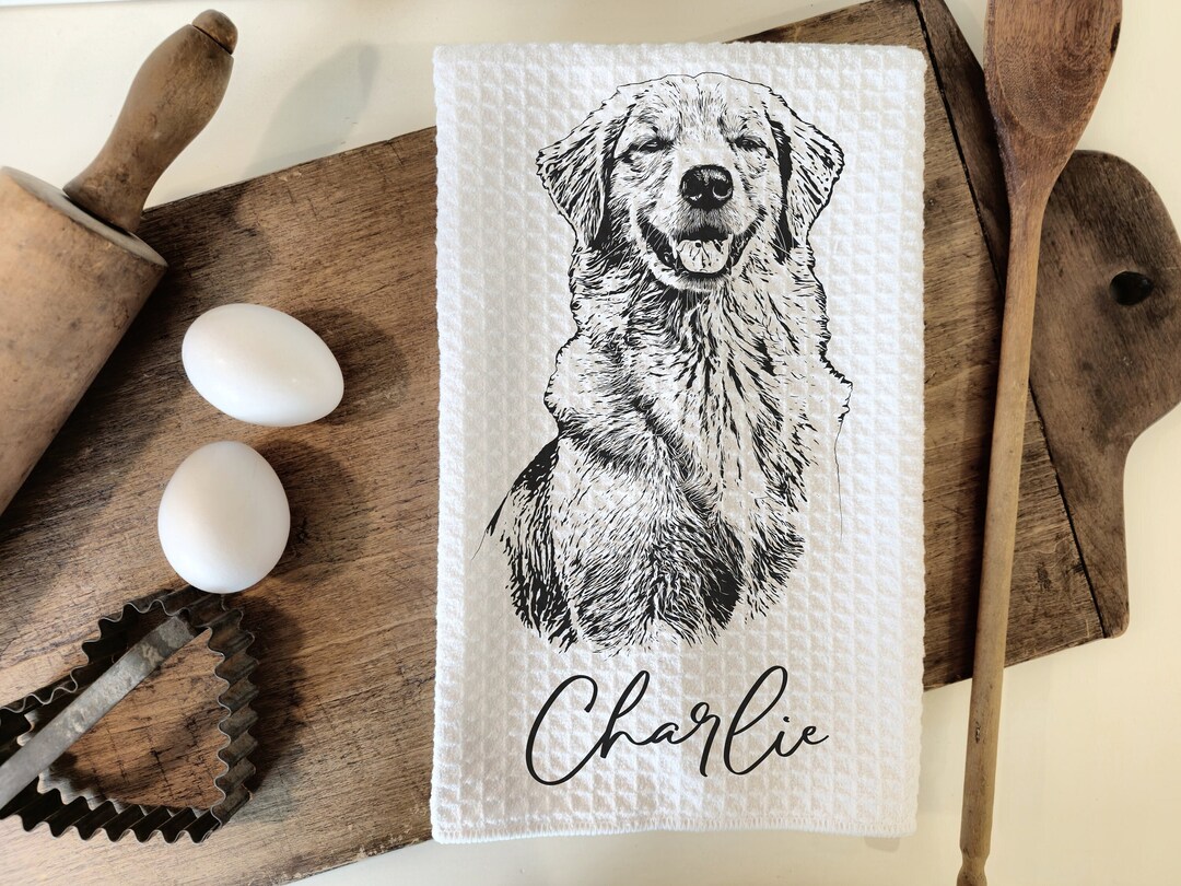 Custom Dog Tea Towel, Personalized Pet Tea Towel, Custom Cat Kitchen