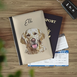 Passport Holder With Pets Photo, Custom Passport Case With Dogs Photo, Custom Pet Passport Cover, Personalized Dog Portrait Passport Holder