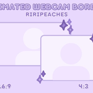 Lavender Sparkle Animated Webcam Borders 16x9 & 4x3 - Twitch, Youtube Cute Purple Star Stream Camera Overlay