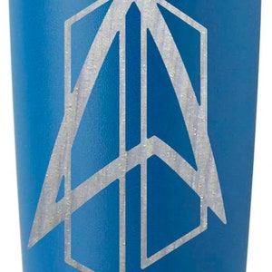 20oz Trek Inspired Laser Engraved Starship and Alien symbols Tumbler BPA free Dishwasher Safe Stain