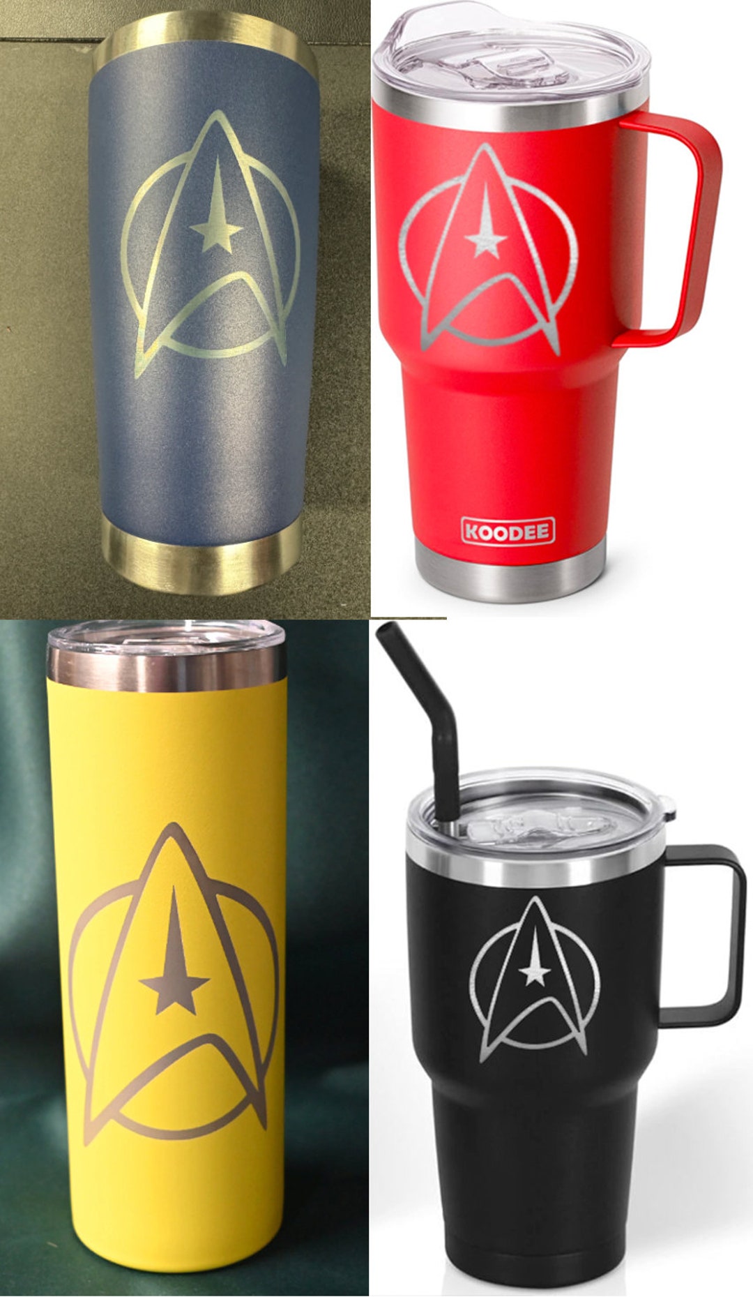 20oz and 30oz W/handle Star Trek Laser Engraved Logo Tumbler Etsy