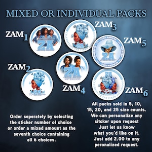 2.5 inch Zeta Amicae Sticker choices, waterproof, glossy, sorority, black women, college, various types