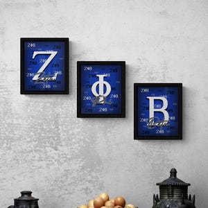 3 Piece 8x10 Zeta Phi Beta Symbols blue and white artwork, printable, sorority gifts, digital download, wall art, digital print