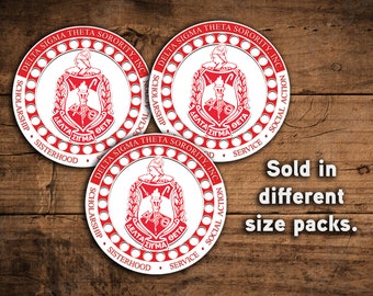 Delta Sigma Theta Emblem symbols round stickers, sticker shop, sorority, college, pledge, waterproof, pack