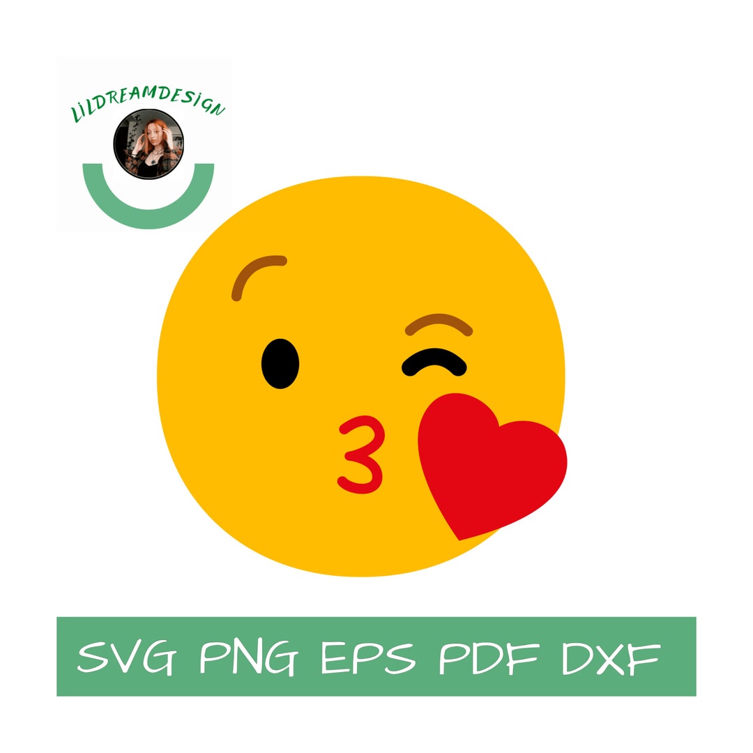 Kiss Emoji SVG Wink Kiss Face SVG Digital Clipart Png Eps Pdf Etsy