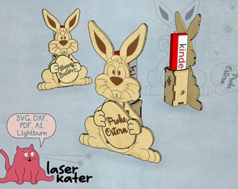 Easter bunny to give as a gift - Laser Cut File SVG DXF - Happy Easter - 3 mm + 4 mm