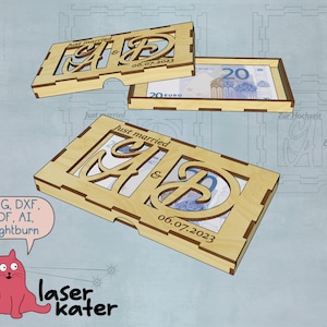 Scatola per regalo in denaro per il matrimonio - File tagliato al laser SVG DXF - Regalo di nozze denaro