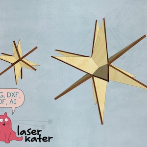 Zwei Weihnachtssterne Laser Cut Datei SVG DXF Weihnachten Stern Deko Weihnachtsdeko Christbaumschmuck