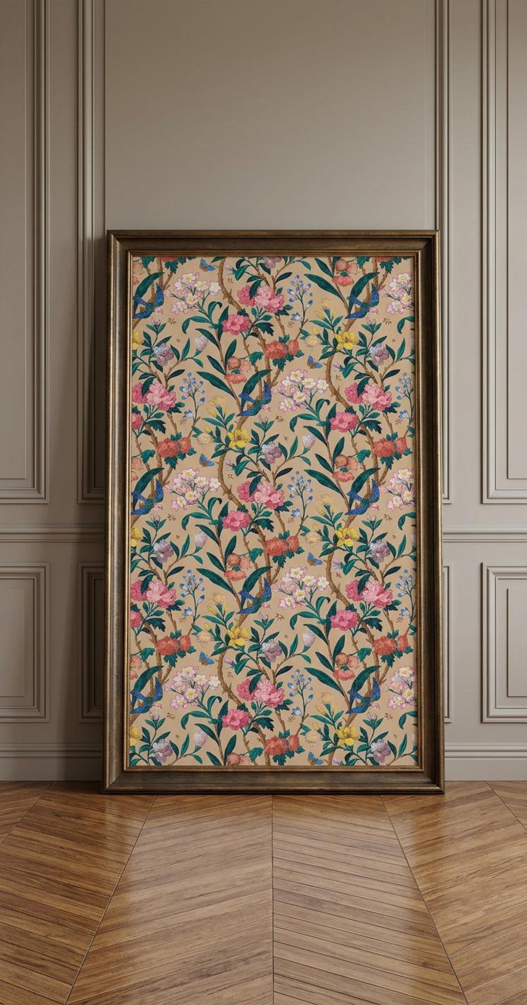 Vintage Floral Bird Pattern Art Print | Botanical Wall Art - Etsy