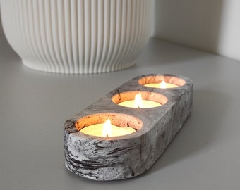 Grey tea light holder, Jesmonite candle holder, tea lights decor