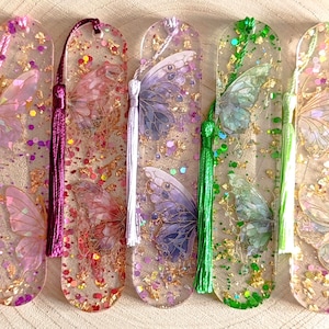 Resin gold leaf and butterfly wings bookmark