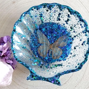 Resin butterfly glitter soap dish/trinket dish