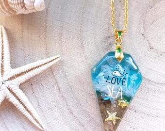 Collana resina ciondolo sfera crystal blue ab