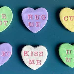 Conversation hearts, candy hearts, pocket tokens, dirty candy hearts