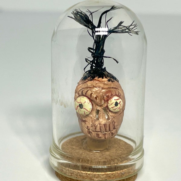 Shrunken head, terrarium, Beetlejuice, Halloween