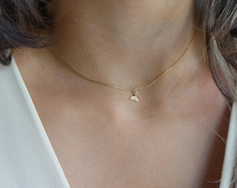 Gold Crystal Butterfly Necklace: Dainty Snake Chain, Minimalist Jewelry