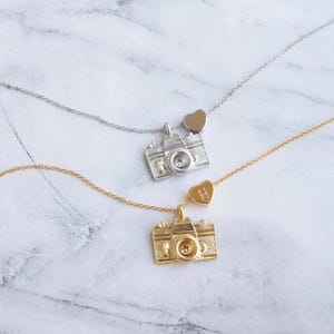 Camera Personalized Necklace Gold Charm Necklace Camera Necklace Best Friend Gift Silver Necklace Bridesmaid Gift Custom Heart Necklace