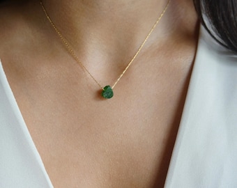 Raw Chrome Diopside Necklace: Natural Green Gemstone Pendant