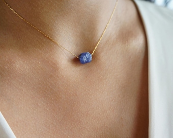 Raw Tanzanite Necklace: Rough Stone Pendant, December Birthstone
