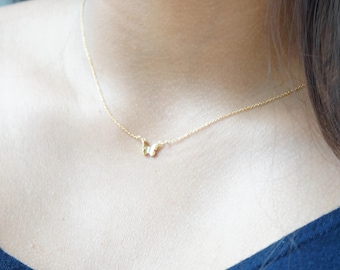 Tiny Gold Butterfly Necklace: Dainty Plated Necklace, Bridesmaid Gift