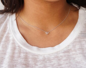 Tiny Horseshoe Necklace: Lucky Charm, Dainty Minimalist Jewelry