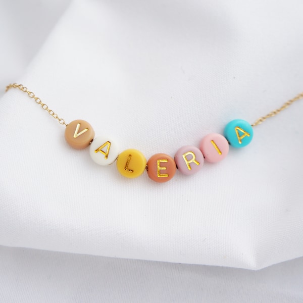 Dainty Colorful Name Necklace Alphabet Initial Necklace Custom Gift for Her Fun Summer Necklace Women Necklace Jewelry Birthday Gift