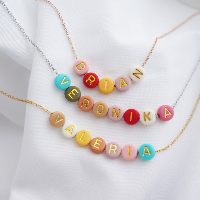 Colorful Beaded Necklace with a name pendant
