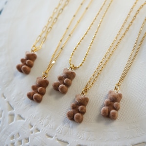 Velvet Teddy Bear Necklace: 18kt Gold Plated Charm Necklace