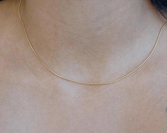 Gold Snake Chain Necklace: Ultra Thin Layering Chain (1.5mm)