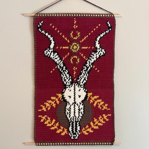 Antelope Skull Crochet Tapestry Pattern / Wall Hanging / Art / Decor
