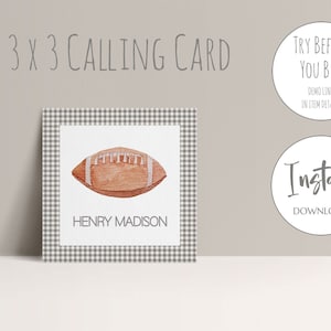 Football Calling Card | 3x3 Gift Tag | Gift Enclosure Card for Boy | Football Gift Tag | Football Gift Tag for Boy | Printable Gift Tag