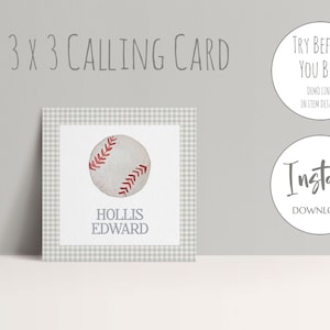 Baseball Calling Card | 3x3 Gift Tag | Gift Enclosure Card for Boy | Baseball Gift Tag | Baseball Gift Tag for Boy | Printable Gift Tag