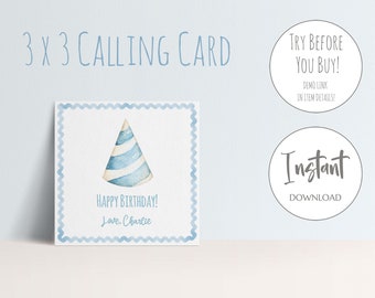 Editable Gift Tag | 3x3 Kids Gift Tag, Happy Birthday Tag, Printable Gift Tags, Enclosure Card, Boy Birthday Tag