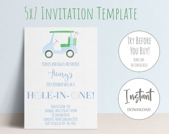 Golf Party Invitation | First Birthday Par-Tee, Hole in One Birthday, Instant Download Golf Invitation