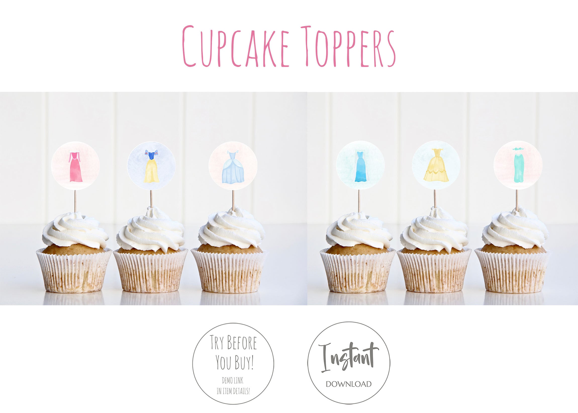 Princess Cupcake Toppers Royal Celebration Cinderella Birthday Princess Decorations Princess Birthday Party Decorations