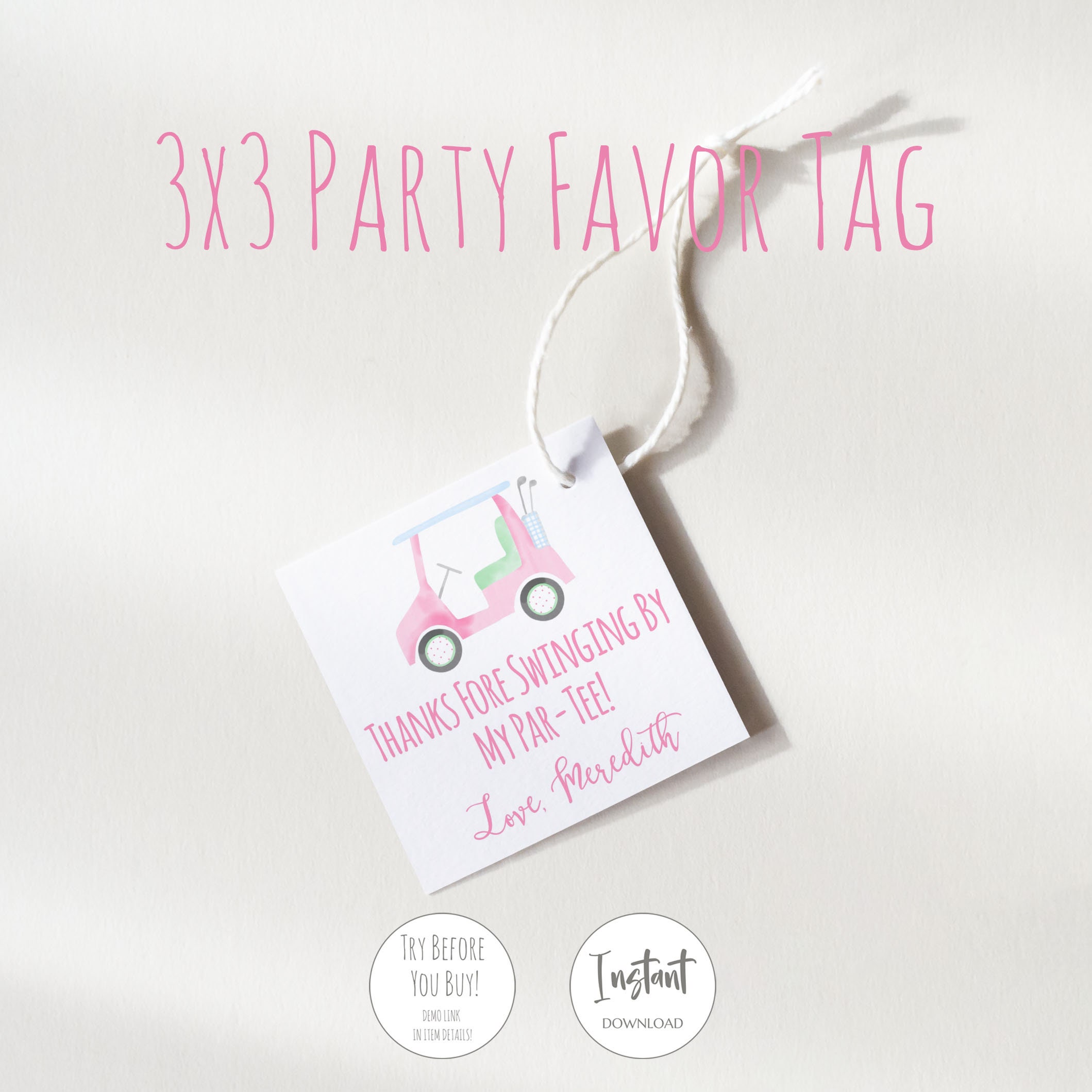 Girl Golf Party Favor Tag First Birthday Partee Hole in Etsy