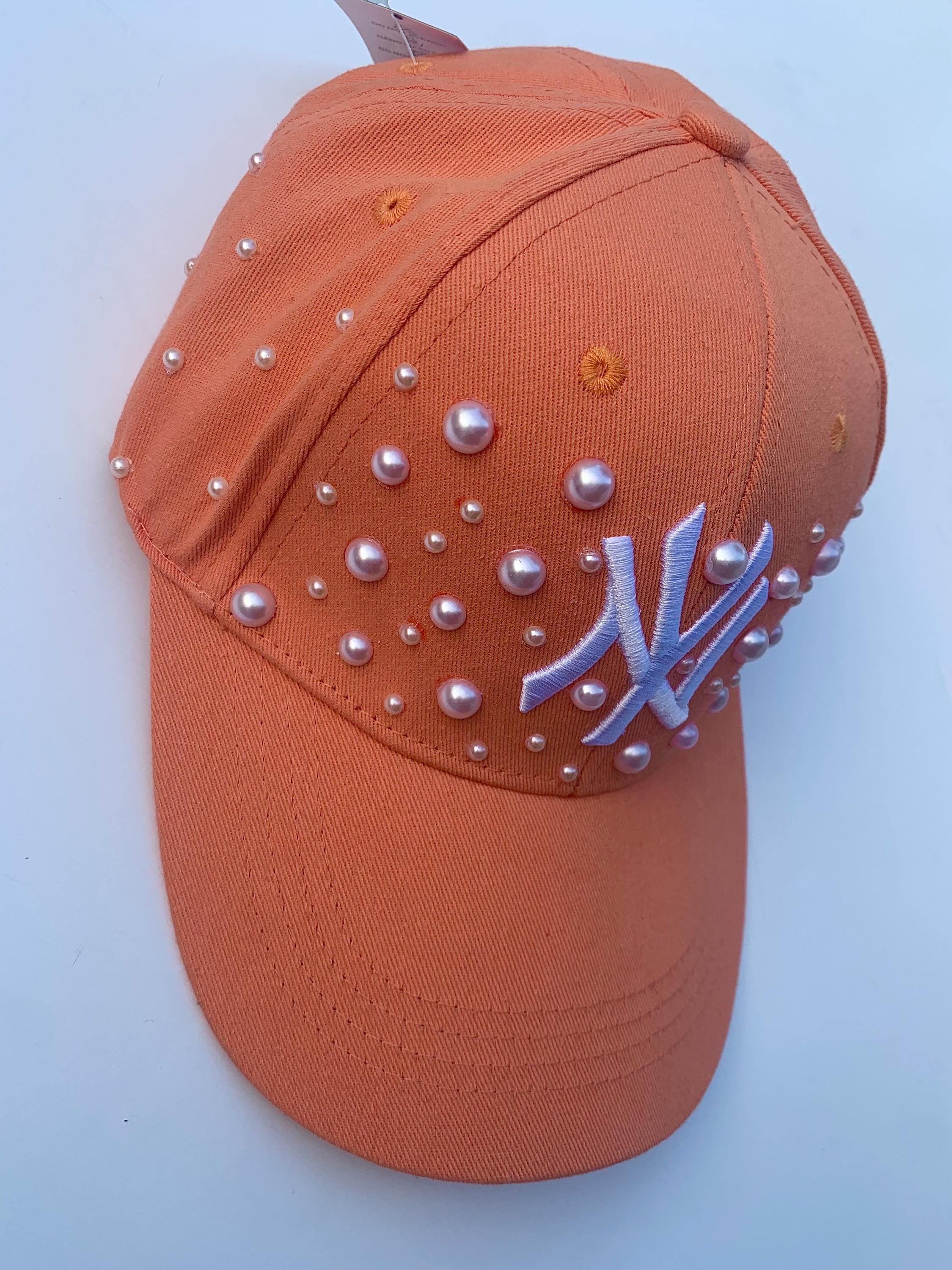 Embellished NY Authentic SnapBack( Ready to Ship) Custom Black & White NY Snapback ~fully Blinged With Pearls  main image 2