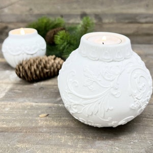 Tealight holder Christmas ball I Tealight holder white I Candle holder