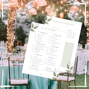 Checklist wedding eucalyptus I list to tick off I wedding planner to print out