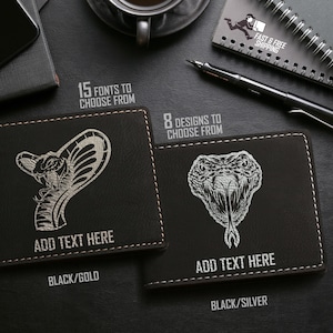 Billetera grabada con láser personalizada como regalo para el esposo, regalo para el hijo de la mamá, billetera vegana plegable personalizada, billetera para hombre, billetera con temática de serpiente animal