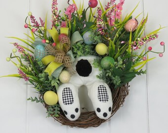 Bunny Bottom Easter wreath, Easter Bunny Wreath, Bunny Wreath, Bunny Butt Wreath,  Easter Decor, Indoor wreath, Whimsical Easter Wreath
