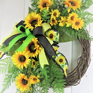 Fall Sunflower Wreath For Front Door, Autumn Wreath With Yellow Sunflowers, Farmhouse Sunflower Wreath, Thanksgiving Wreath, Fall Gift