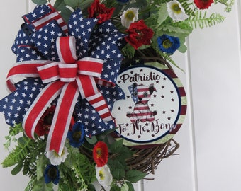 Patriotic Wreath, Patriotic Door Wreaths, Patriotic Wreaths, Patriotic Door Wreath, 4th of July Wreath, Memorial Day Wreath