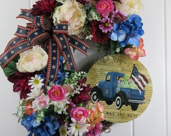 Patriotic Wreath for porch, Patriotic Wreaths for front door, Patriotic Door Décor, 4th of July Wreath, Memorial Day Wreath